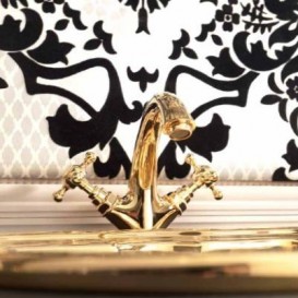 Смеситель для раковины Kerasan Retro двухвентильный золото 738991