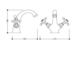 Смеситель для раковины Kerasan Retro двухвентильный золото 738991