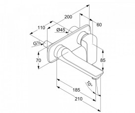 Смеситель для раковины Kludi Ameo однорычажный настенный хром 412440575