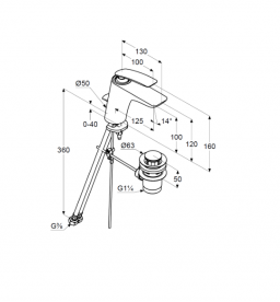 Змішувач для раковини Kludi Balance одноважільний чорний матовий / хром 520238775