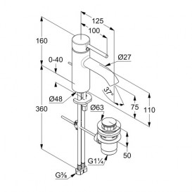 Смеситель для раковины Kludi Bozz Eco plus однорычажный хром 382630576