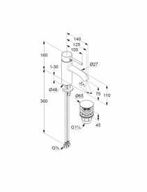 Змішувач для раковини Kludi Bozz одноважільний матовий чорний 382663976