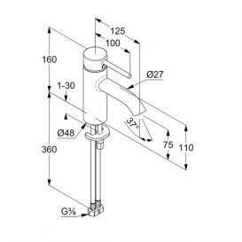 Змішувач для раковини Kludi Bozz одноважільний матовий чорний 382723976