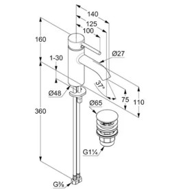 Смеситель для раковины Kludi Bozz с донным клапаном брашированное золото PVD 38266N076