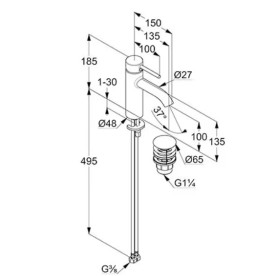 Смеситель для раковины Kludi Bozz с донным клапаном брашированное золото PVD 38288N076