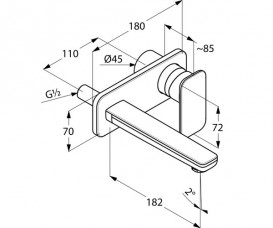 Смеситель для раковины Kludi E2 однорычажный настенный хром 492440575
