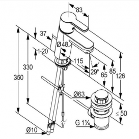 Смеситель для раковины Kludi LOGO NEO однорычажный  холодная вода при центральном положении  хром  372890575