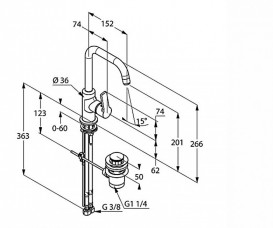 Змішувач для раковини Kludi Logo Neo змішувач з донним клапаном 370230575