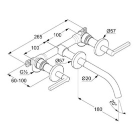 Смеситель для раковины Kludi Nova Fonte настенный коралловый матовый 20144O515