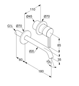 Змішувач для раковини Kludi Nova Fonte настінний сірий матовий 20244O115