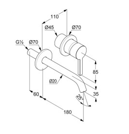 Смеситель для раковины Kludi Nova Fonte настенный однорычажный белый матовый 202445315