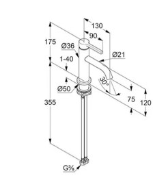 Змішувач для раковини Kludi Nova Fonte одноважільний чорний матовий 200283915