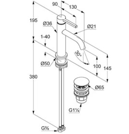Смеситель для раковины Kludi Nova Fonte с донным клапаном хром 202880515