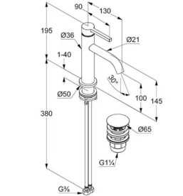 Змішувач для раковини Kludi Nova Fonte із донним клапаном чорний матовий 202883915