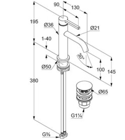 Смеситель для раковины Kludi Nova Fonte с донным клапаном белый матовый 202885315