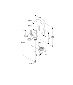 Змішувач для раковини Kludi Nova Fonte Puristic двохважельний хром 201180515