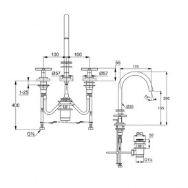 Смеситель для раковины Kludi Nova Fonte Classic двухвентильный хром 201430520