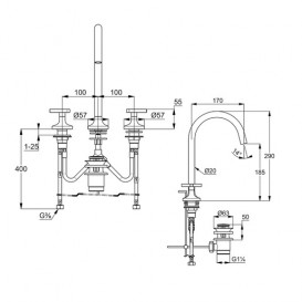 Смеситель для раковины Kludi Nova Fonte Deco двухвентильный хром 201430539