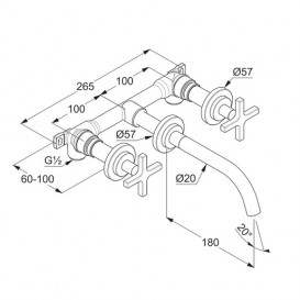 Смеситель для раковины Kludi Nova Fonte Classic настенный хром 201440520