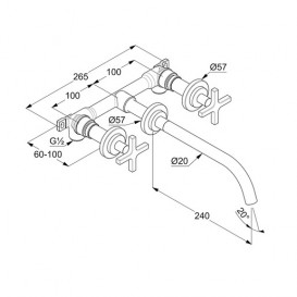 Смеситель для раковины Kludi Nova Fonte Classic настенный хром 201460520