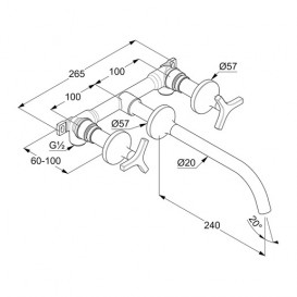 Змішувач для раковини Kludi Nova Fonte Deco настінний хром 201460539