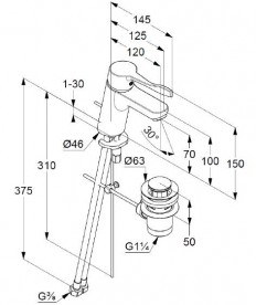 Змішувач для раковини Kludi Pure & Easy Care змішувач з донним клапаном 372840565