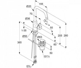 Смеситель для раковины Kludi Pure&Easy однорычажный с донным клапаном 370230565
