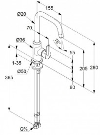 Смеситель для раковины Kludi Pure&Easy однорычажный без донного клапана 370240565
