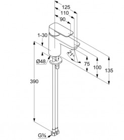 Змішувач для раковини Kludi Pure&Style одноважільний чорний матовий 400283975