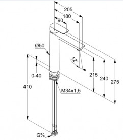 Змішувач для раковини Kludi Pure&Style одноважільний чорний матовий 402963975