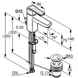 Змішувач для раковини Kludi Q-Beo змішувач хром 500230565