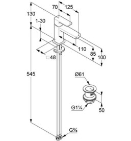 Смеситель для раковины Kludi Renon с донным клапаном брашированный никель PVD 42267N575
