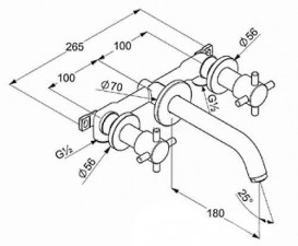 Смеситель для раковины Kludi BOZZ на три отверстия излив 180 мм хром 381450520