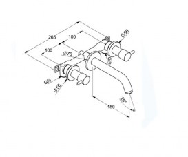 Смеситель для раковины Kludi BOZZ на три отверстия излив 230 мм хром 381450576
