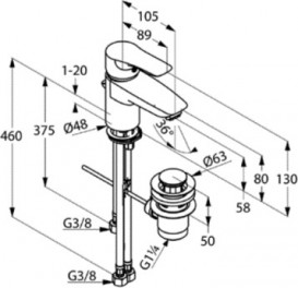 Змішувач для раковини Kludi TERCIO змішувач хром 384760575