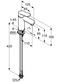 Змішувач для раковини Kludi X1 одноважільний чорний матовий 322823975