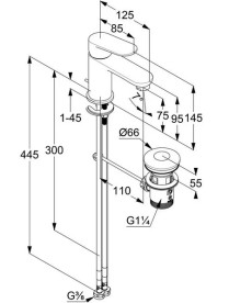 Смеситель для раковины Kludi X1 с донным клапаном черный матовый 322663975