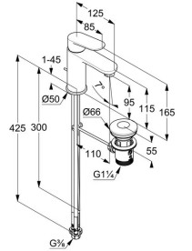 Смеситель для раковины Kludi X1 с донным клапаном хром 322760575