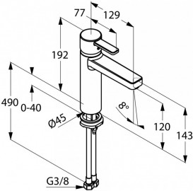 Смеситель для раковины Kludi ZENTA 120 без донного клапана однорычажный хром 382650575