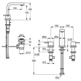 Смеситель для раковины Kludi ZENTA на три отверстия двухрычажный хром 383930575