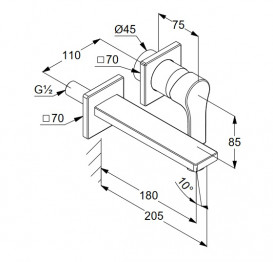 Змішувач для раковини Kludi Zenta SL 180 настінний на 2 отвори хром 482440565