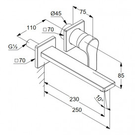 Смеситель для раковины Kludi Zenta SL 230 настенный на 2 отверстия хром 482450565