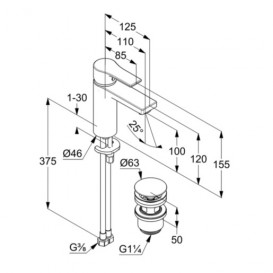 Смеситель для раковины Kludi Zenta SL однорычажный с донным клапаном PUSH-OPEN 482980565