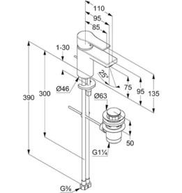 Смеситель для раковины Kludi Zenta SL с донным клапаном черный матовый 482633965