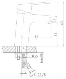 Змішувач для раковини Koller Pool Kvadro з донним клапаном змішувач хром KR0200