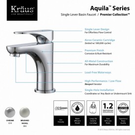 Змішувач для раковини Kraus Aquila змішувач метал хром FUS-13901CH