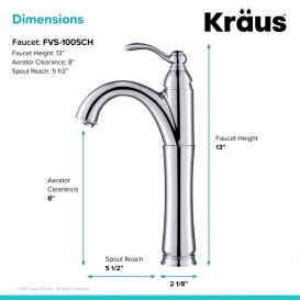 Смеситель для раковины Kraus Riviera однорычажный латунь хром FVS-1005CH