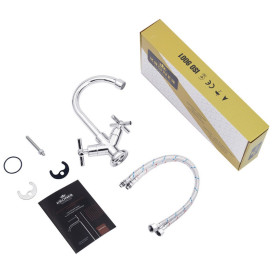 Смеситель для раковины Kroner KRM Aller-C010 двухвентильный хром CV012063