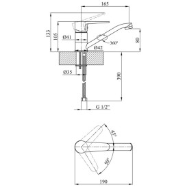 Смеситель для раковины Kroner KRM Elbe-C012 однорычажный хром CV023576