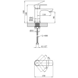 Змішувач для раковини Kroner KRM Main-C010 одноважільний хром CV018617